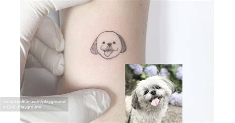 Minimalistic Shih Tzu Portrait Tattoo Located On The