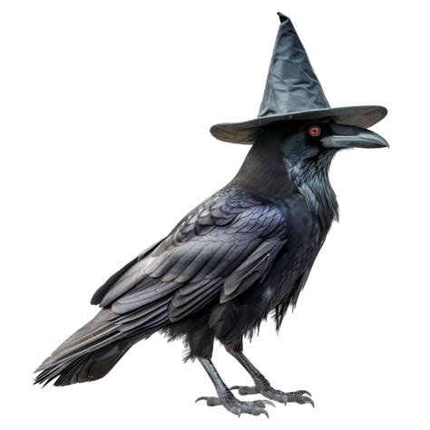 Black Raven Wearing A Witchs Hat Premium Ai Generated Psd