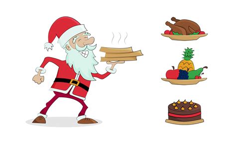 Santa Claus Delivers Food Pizza Fast Food Or Fruit Delivery 11799024