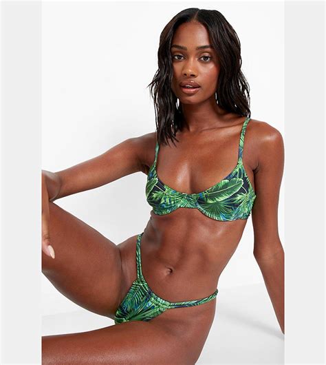 Buy Boohoo Tropicana Underwired Recycled Bikini Top In Green 6thStreet UAE