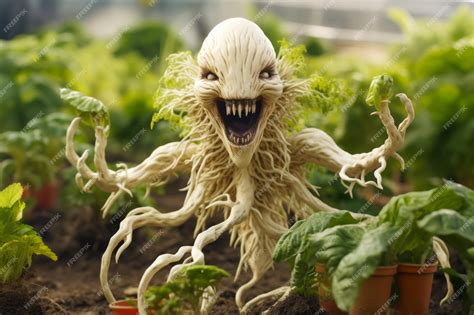 Premium Ai Image Screaming Spooky Mandrake Root Showcasing Its