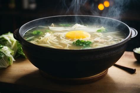 Premium Ai Image Hot And Boiling Shabu Broth With Cabbage Ar C
