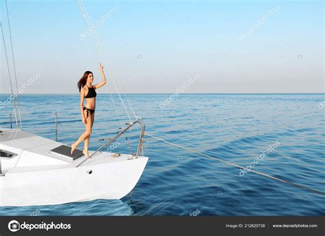 Beautiful Woman Bikini Relaxing Yacht Sea Trip Stock Photo NewAfrica 212620738