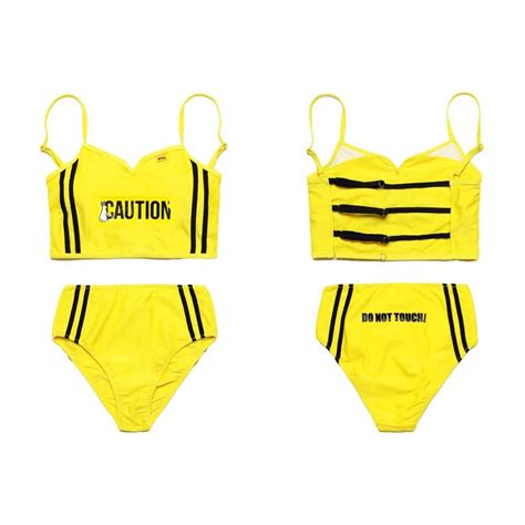 Fr Caution Line Bikini Women S Fashion Swimwear Bikinis Swimsuits On Carousell