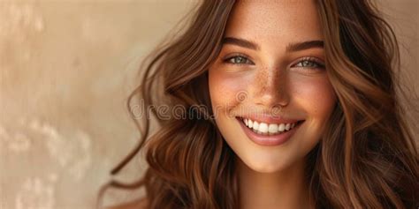 Representing Dental And Facial Care Advertising A Mesmerizing Brunette Model With A Radiant