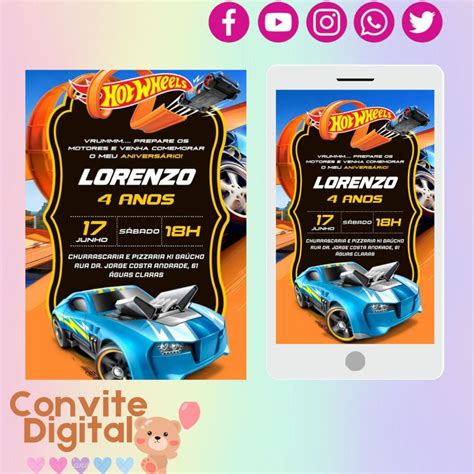 Convite Digital Hot Wheels Elo Produtos Especiais
