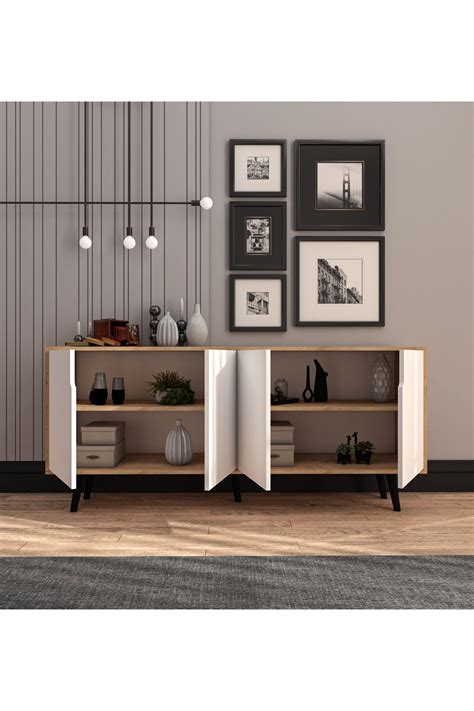 VM VERTEX MOBİLYA Latina Modern Konsol Cm Safir Meşe Beyaz