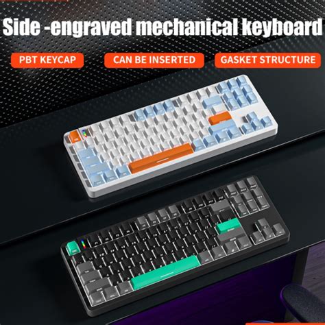 Furycube G87 Gasket Hot Swappable Wired Side Engraved Mechanical Keyboard Grey Vibe Gaming