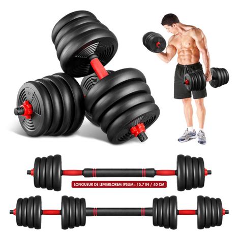 Kg Dumbbell Set Bumper Plate Convertible Adjustable Set Strength