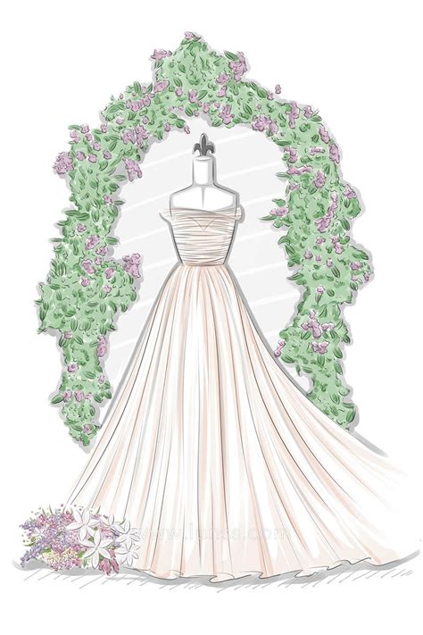 Designer Sketch Of Off The Shoulder Tulle Bridal Gown Lunss