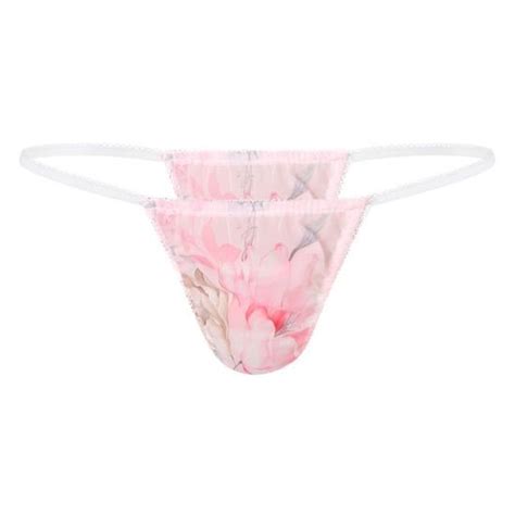 YONGHS Homme Mini String Ficelle Sexy Imprimé Fleurie Tanga Mousseline Bikini Thong Sissy