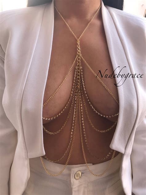 Adjustable Non Pierced Nipple Crystal Bralette Bikini Body Jewelry Sexy Body Chain Nipple Ring