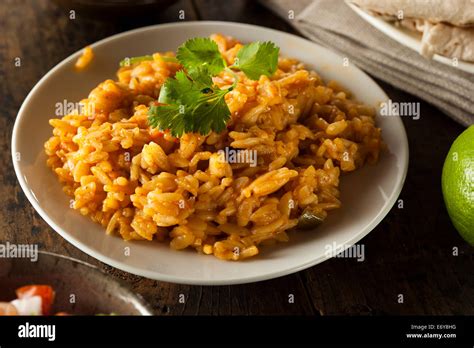 Homemade Spicy Mexican Rice With Cilantro And Spices Stock Photo Alamy