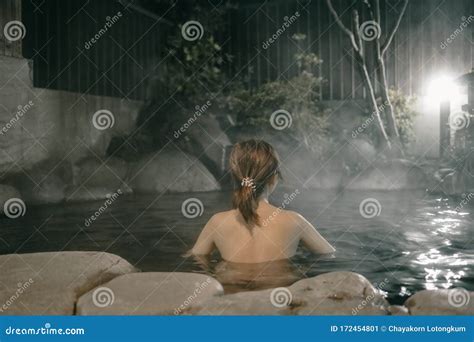 Lady Wear Notthing In Onsen Hot Spring Water In Yufuin Stock Image Image Of Nature Korean
