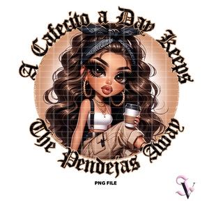 Cafecito Bundle Chicana Chola Chibi Style Latina Shirt Png For Dtf Iron On Print Sublimation