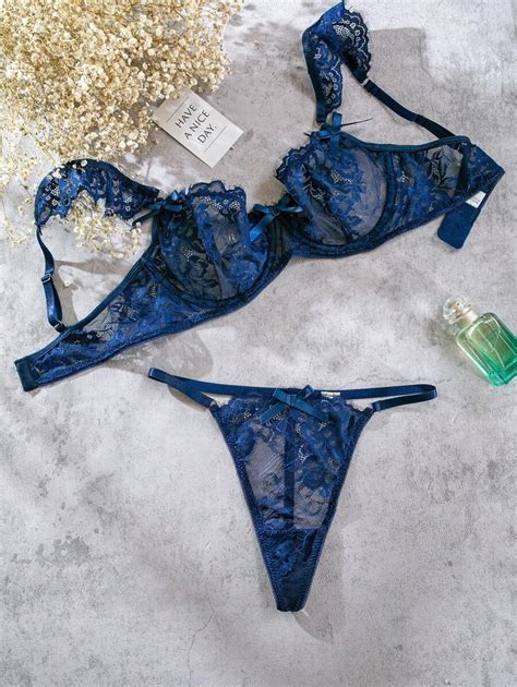 Shein Floral Lace Underwire Lingerie Set Shein Usa