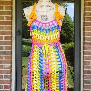 Rainbow Crochet Overalls Gay Lesbian Bisexual Pride Top LGBTQ Festival Shorts Boho Hippie