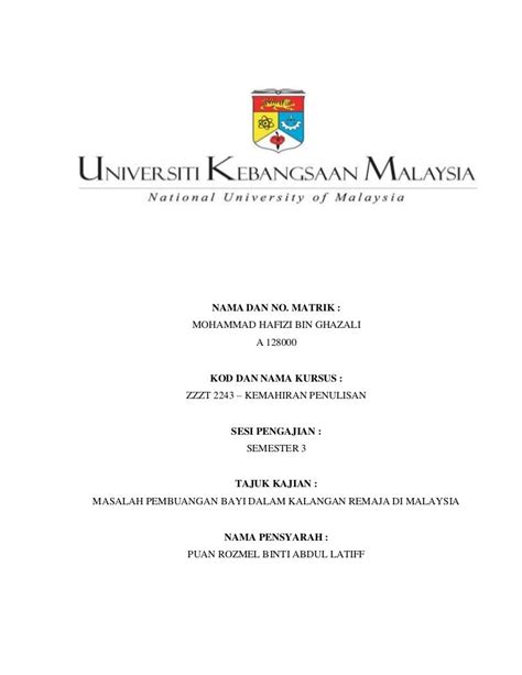 Contoh Muka Depan Proposal Projek Contoh Muka Depan P