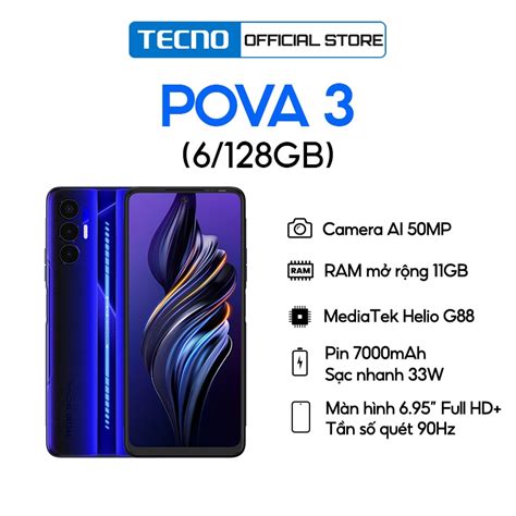 Mua Điện thoại Gaming Tecno POVA 3 (6+5GB)/128GB - Helio G88 | 7000 mAh ...