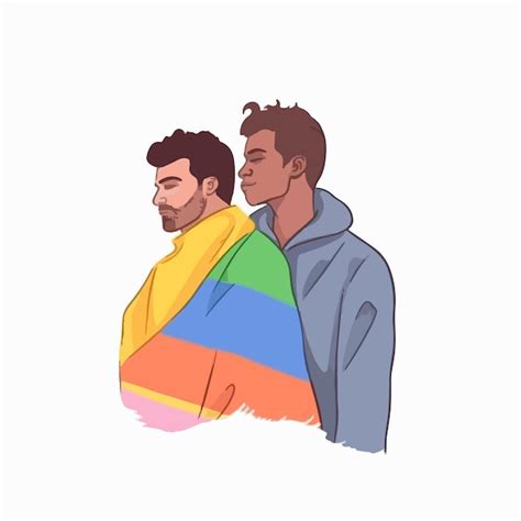 Un retrato de una pareja gay con una bandera del arco iris el concepto de lgbtq ilustración de