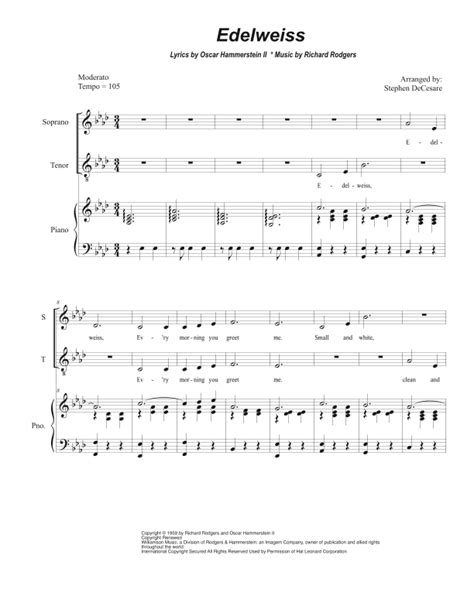 Edelweiss Arr Stephen Decesare By Richard Rodgers Sheet Music For 2