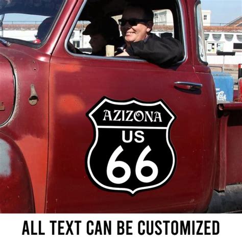 2 Pcs Personalized Route 66 Hot Rod Vinyl Sticker Bluefink