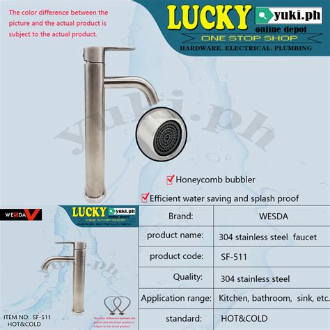 SF WESDA SUS Stainless Lavatory Basin Faucet HOT COLD Lazada PH