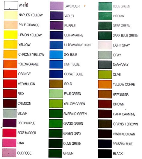 Color names list of colors in english with the picture – Artofit