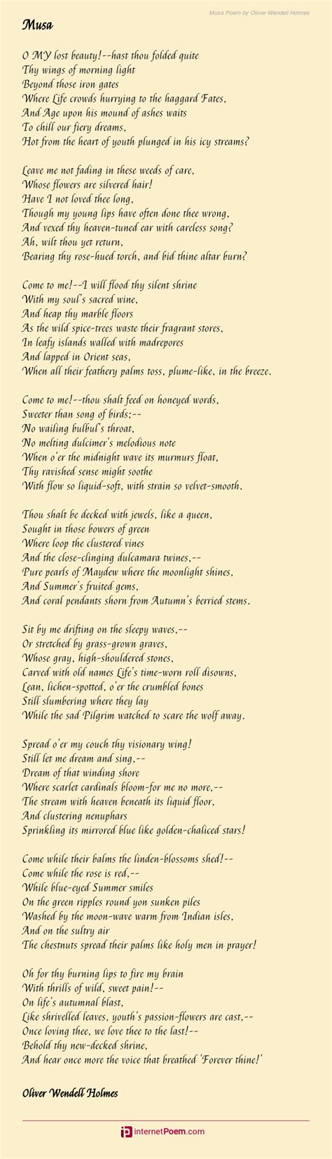 Musa Poem By Oliver Wendell Holmes