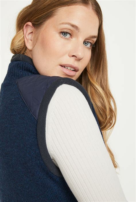 Castlehill Ladies Gilet With Fleece Collar Navy