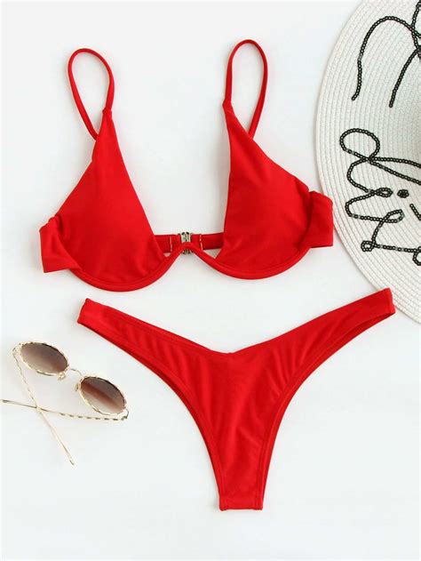 Swim Basics Set Bikini Unicolor Sujetador Con Aros Y Bottom De Corte Alto Traje De Ba O De