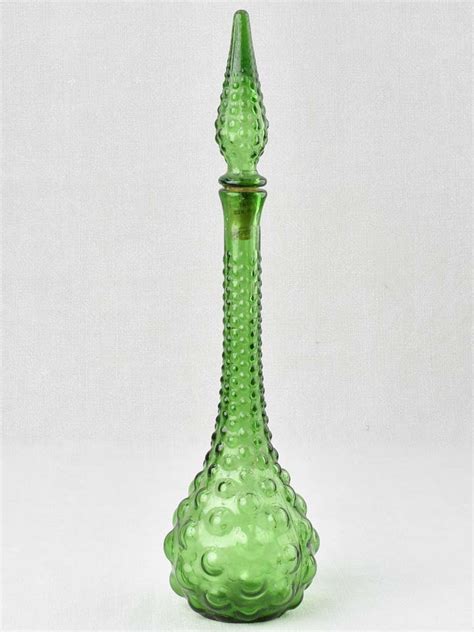 Pair Of Tall Green Glass Carafes Italian 20½ Chez Pluie