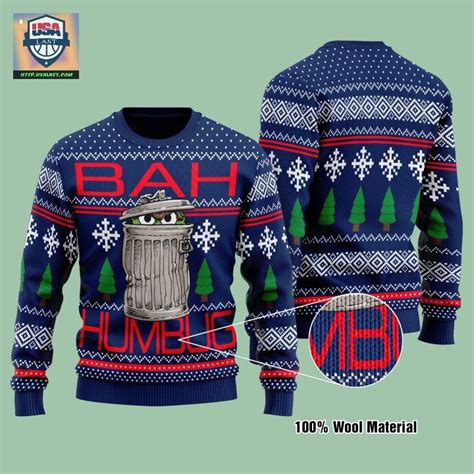 2022 New Oscar The Grouch Bah Humbug Ugly Christmas Sweater Usalast