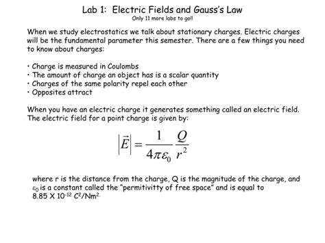 Lab Electric Fields And Gausss Law