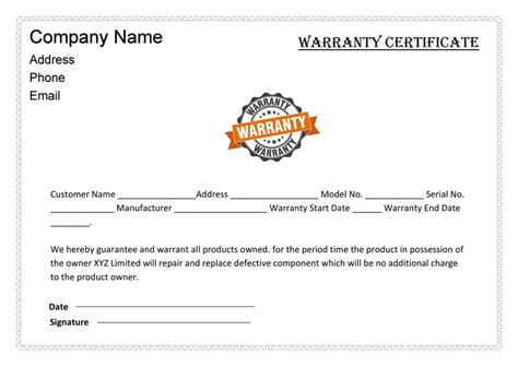 Free 20 Warranty Certificate Templates Word Pdf Download