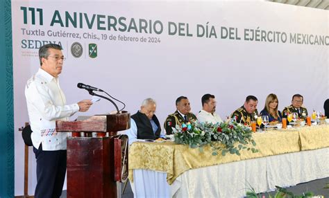 Conmemoran en Chiapas el CXI Aniversario del Día del Ejército Mexicano