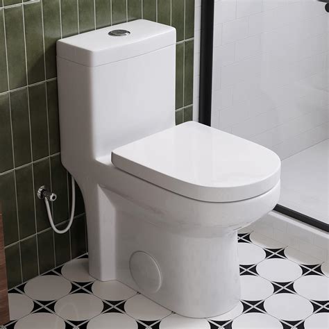 HOROW HWMT-8733U Small Compact One Piece Toilet, Power Dual Flush