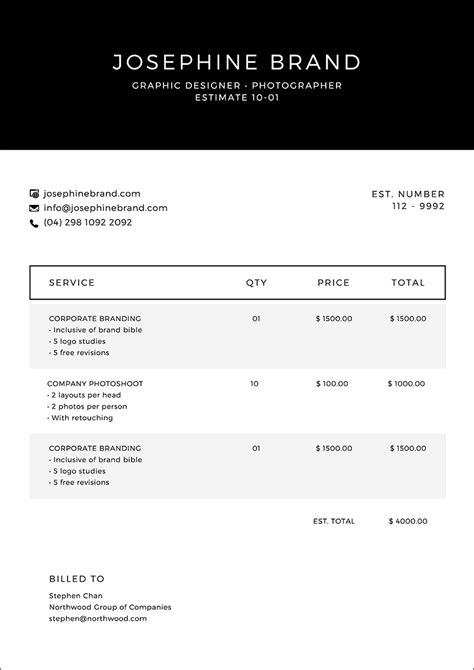 Design Estimate Template