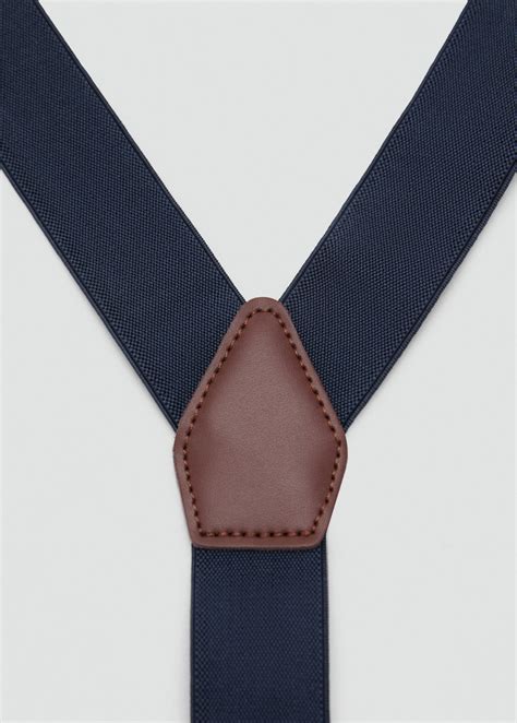 Adjustable elastic straps with leather details - Men | MANGO Philippines