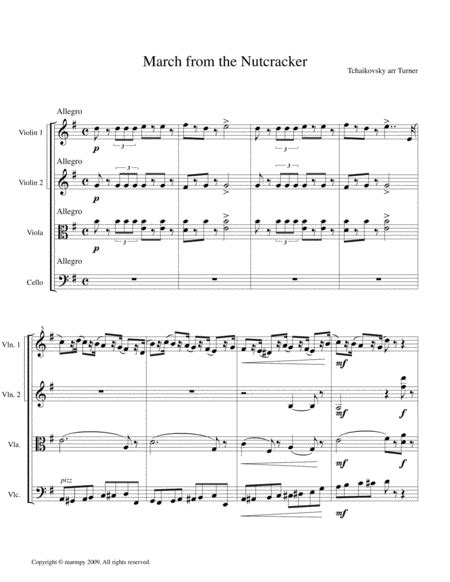 March From The Nutcracker By Tchaikovsky Arranged For String Quartet Arr Marmpy By