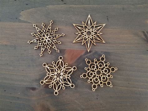 Laser Cut Wood Snowflake Ornament Design 5 Etsy