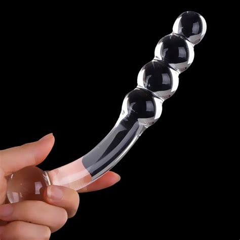 Glass Dildo G Spot Prostate Massage Anal Beads Toy Wand Bent Crystal Butt Plug Walmart