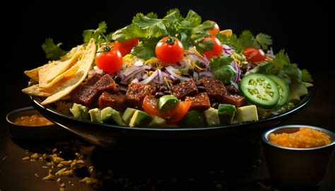 Freshness On A Plate Grilled Meat Healthy Salad Gourmet Appetizer