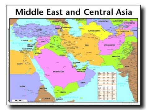 Map Of Central Asia And Middle East - Cities And Towns Map