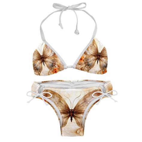 Butterfly Fission Diagram Detachable Sponge Adjustable Strap Bikini Set Two Pack Swimsuit Swim