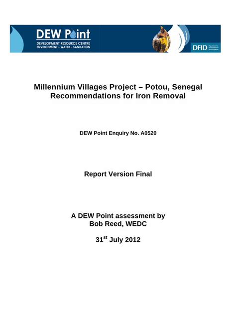 (PDF) Millennium Villages Project – Potou, Senegal · PDF