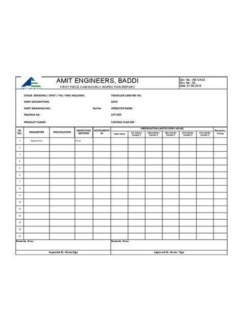 ae qa   piece inspection report