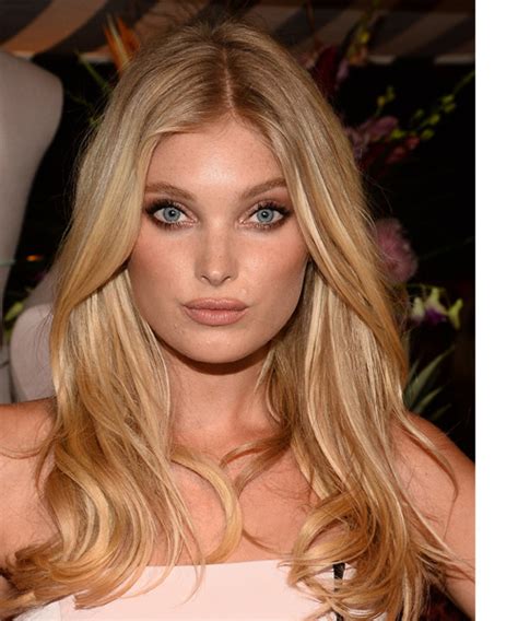 Elsa Hosk Long Straight Honey Blonde Hairstyle With Light Blonde Highlights