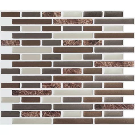 Stick It Tiles Brown Marble Peel And Stick It Tile 11x925 Bulk Pack 8 Tiles The Home Depot