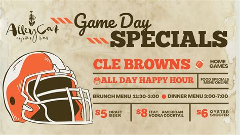 Game Day Specials — Alleycat Oyster Bar